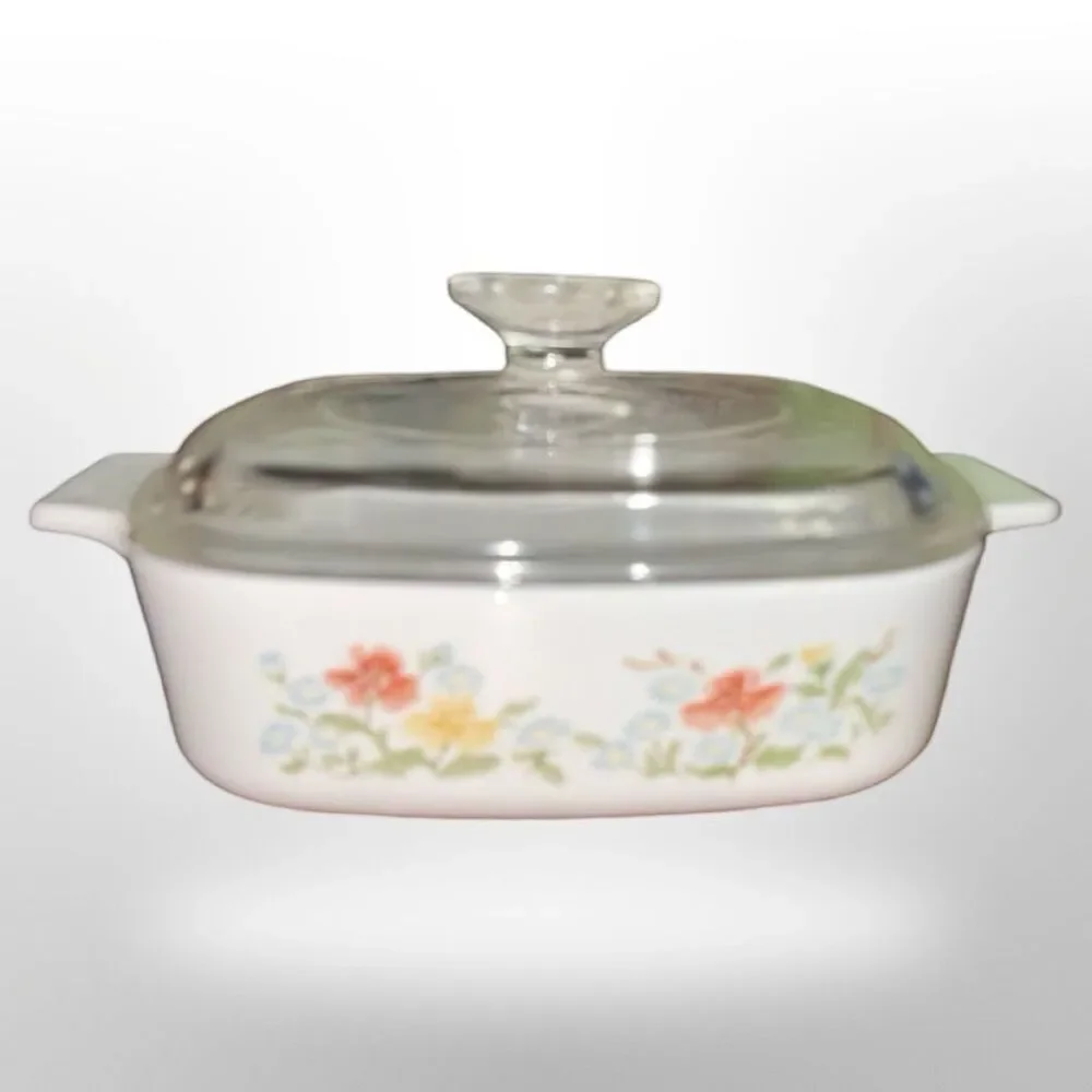 Vintage Pyrex Casserole A-1-B 1 L Autumn Meadow Casserole Dish W/Glass Lid